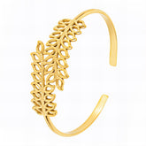 18K gold plated Stainless steel Leafs bracelet, Intensity