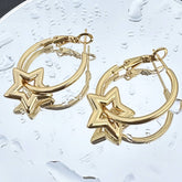 18K gold plated Stainless steel Stars earrings, Intensity
