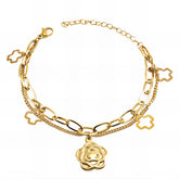 18K gold plated Stainless steel Flowers bracelet, Intensity