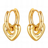 18K gold plated Stainless steel Hearts earrings, Intensity