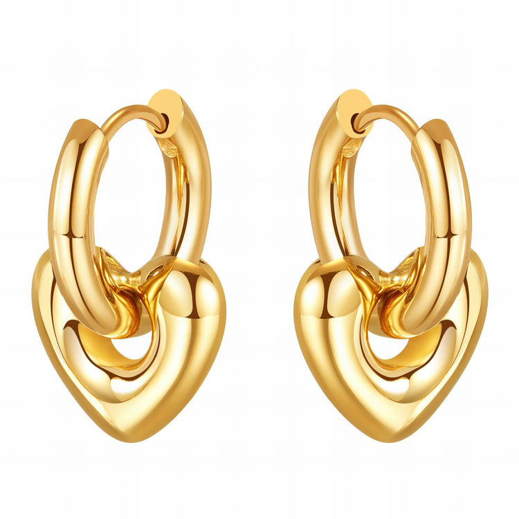 18K gold plated Stainless steel  Hearts earrings, Intensity