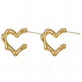 18K gold plated Stainless steel Heart earrings, Intensity