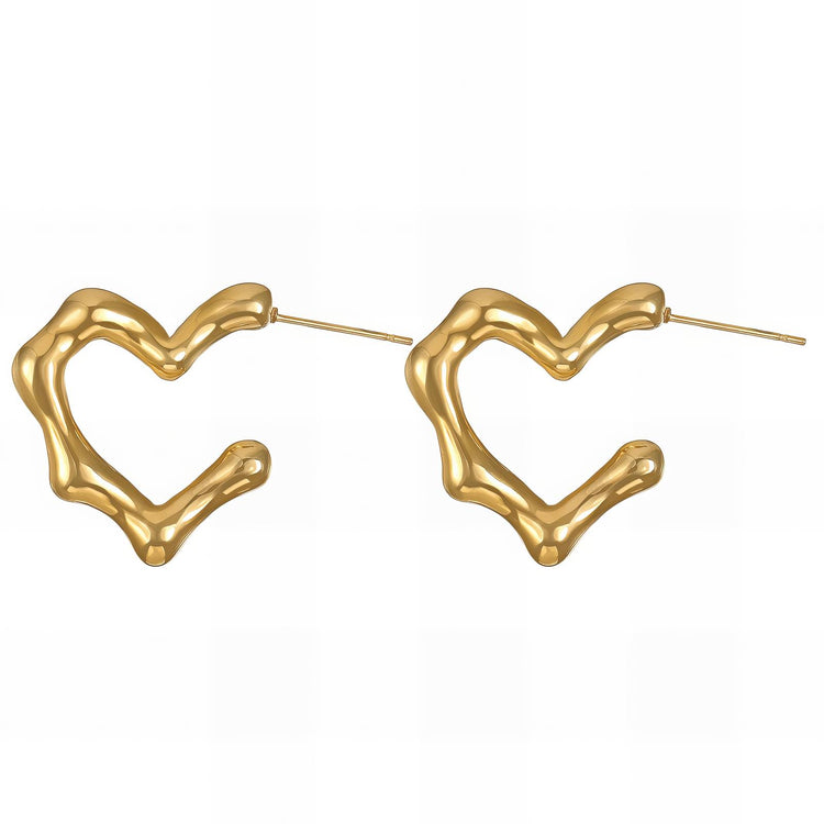 18K gold plated Stainless steel  Heart earrings, Intensity