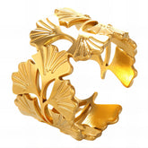 18K gold plated Stainless steel Ginkgo leaves finger ring, Intensity