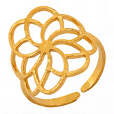 18K gold plated Stainless steel Flower finger ring, Intensity