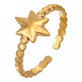 18K gold plated Stainless steel Star finger ring, Intensity