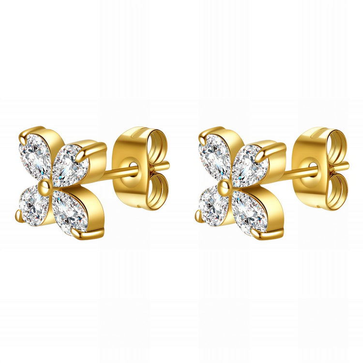 18K gold plated Stainless steel Flowers earrings, Intensity