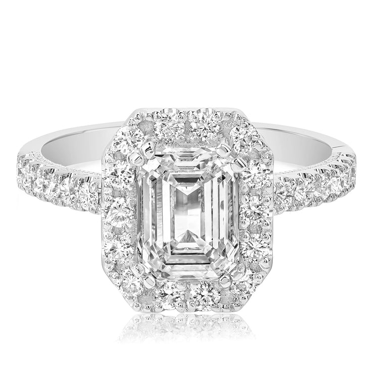 2 1/2 Ct Lab Grown Emerald Cut Center