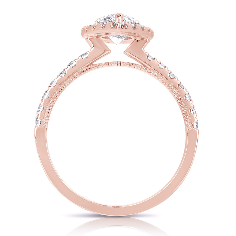 1 1/2 Ct Lab Grown Pear Shape Center