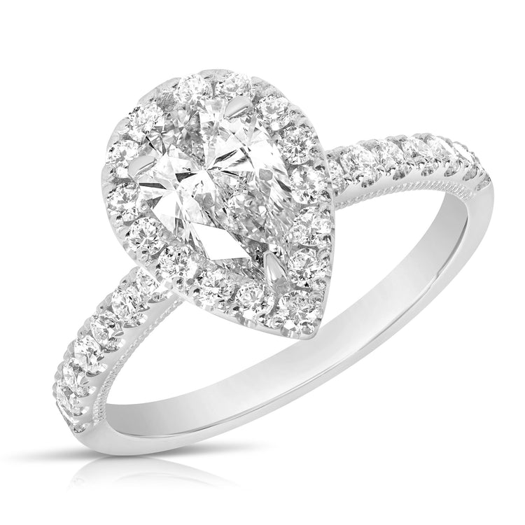 1 1/2 Ct Lab Grown Pear Shape Center