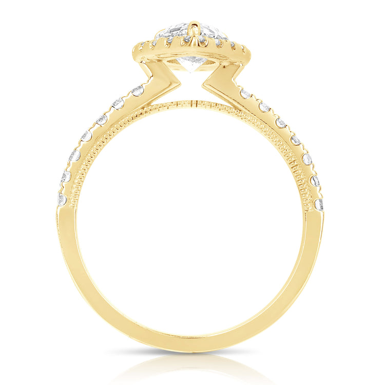 1 1/2 Ct Lab Grown Pear Shape Center