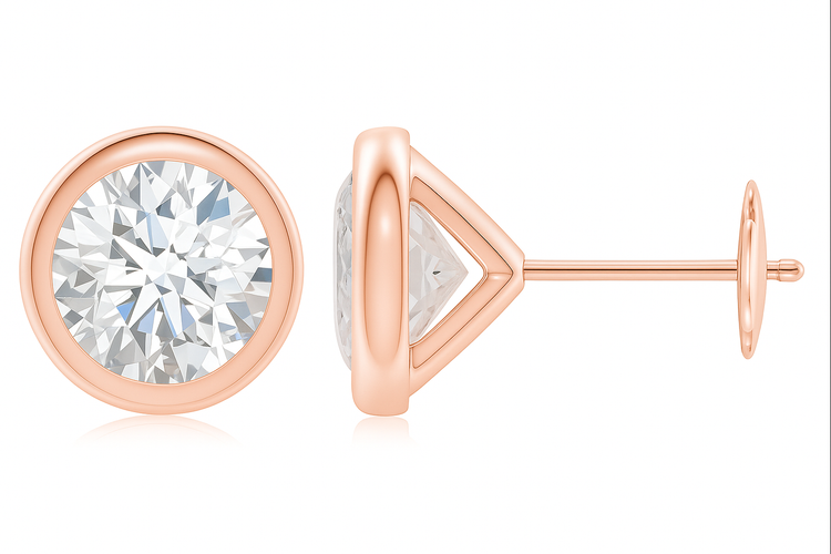 14k Bezel Set Lab Grown Diamond Studs