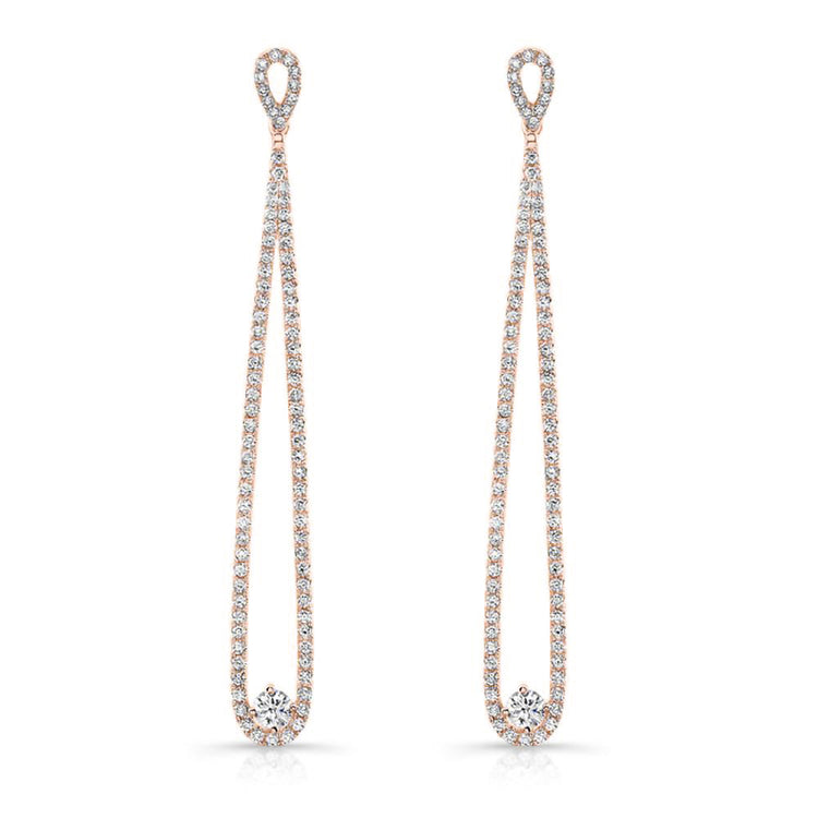 18K Long Dangle, drop Earrings