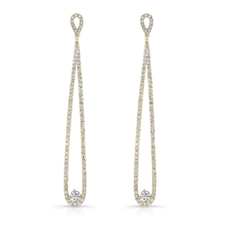 18K Long Dangle, drop Earrings