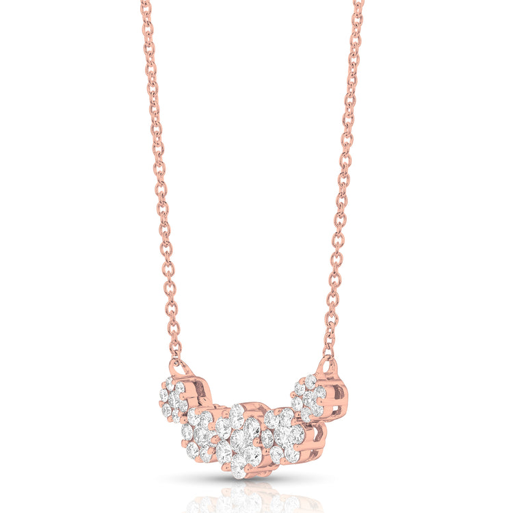 1/2 Ctw Graduated Flower Cluster Diamond Necklace