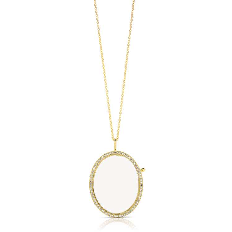 Reversible Oval Shape Diamond Locket