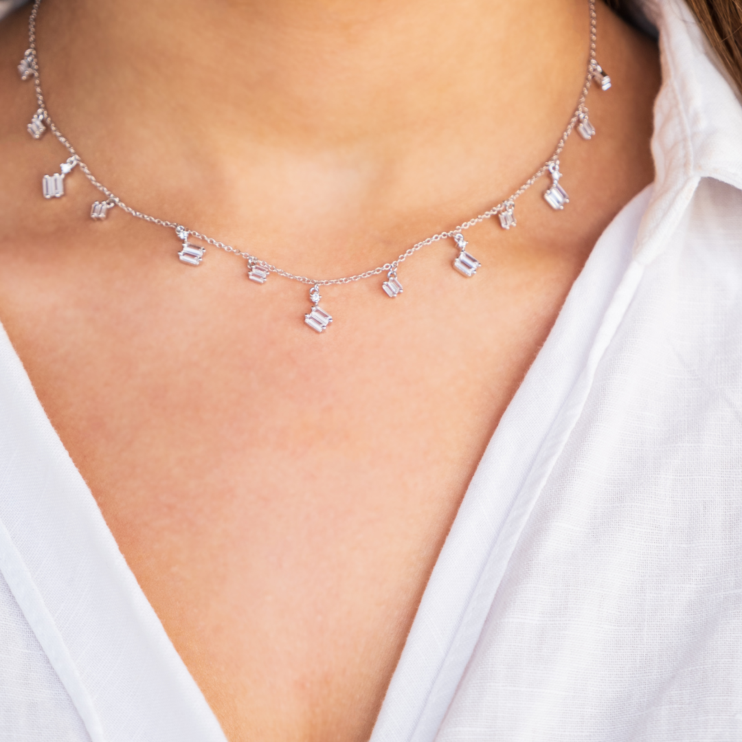Dangling Diamond Accented Necklace