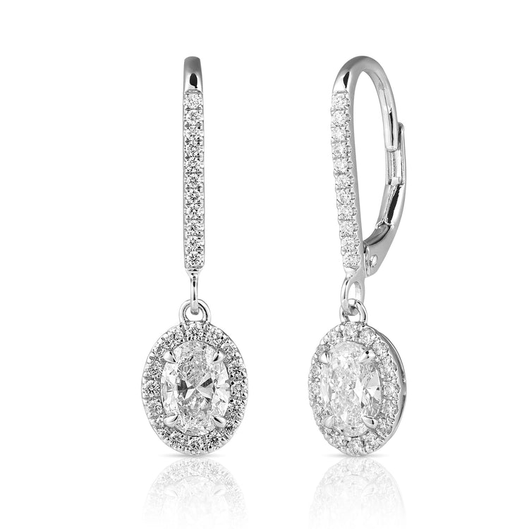 2 Ct Lab Grown Oval Halo Earrings