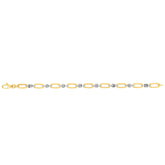 14K Gold Open Oval & Triple Bar Station Heritage Link Bracelet