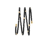 14K Gold Onyx & Polished Bead Coil Bangle