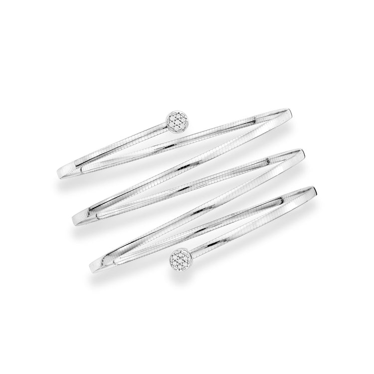 14K Gold Diamond Omega Coil Wrap Bangle