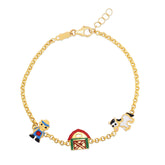 14K Gold Enamel Panda Bracelet