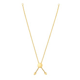 14K Gold Round Wheat Chain with Disc Slide Friendship Bracelet