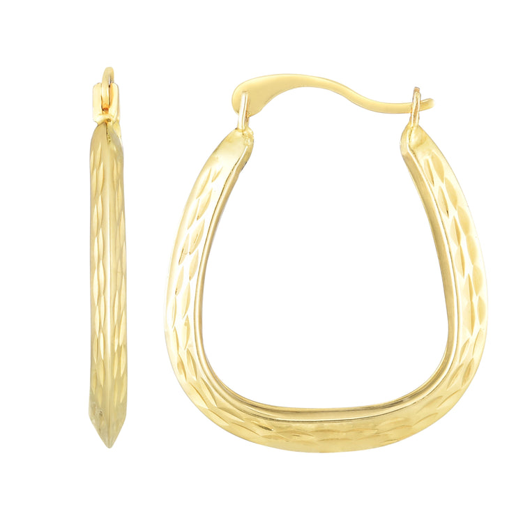 14K Gold Diamond Cut Back to Back Hoop Earring