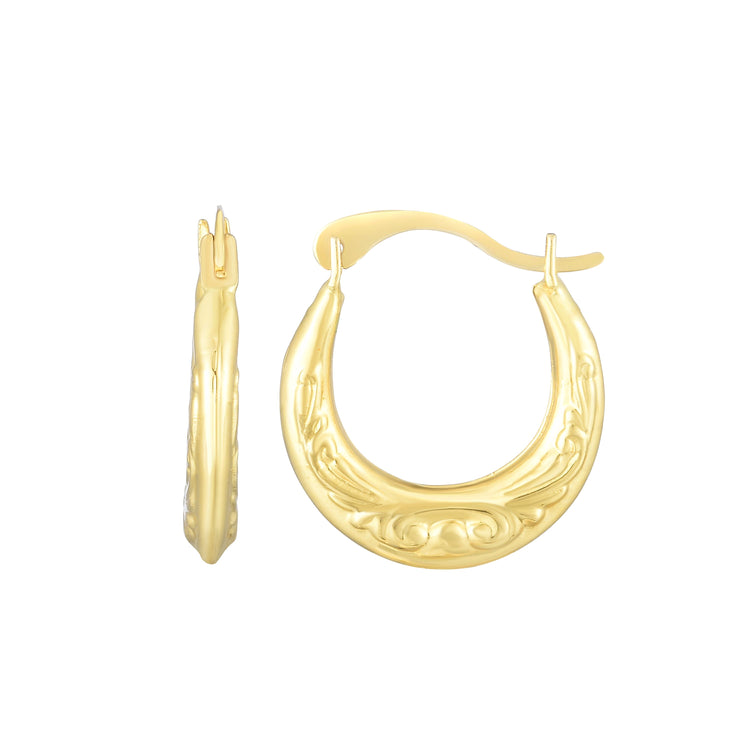 14K Gold Filagree Back to Back Hoop Earring