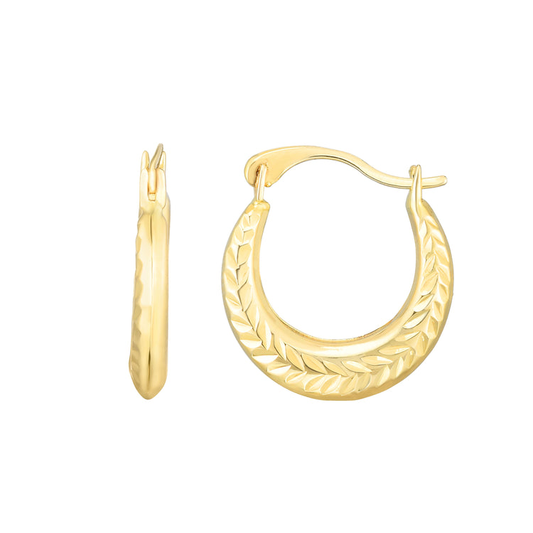 14K Gold Wheat Back to Back Hoop Earring
