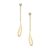 14K Gold Polished Tear Drop Diamond Earrings