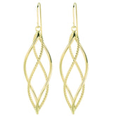 14K Gold Polished & Diamond Cut Interlocking Swirl Dangle Earring