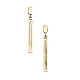 14K Gold Mother of Pearl Bar Drop Earrings