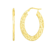 14K Gold Hammered Hoop Earring