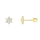 14K Gold CZ Flower Stud Earring