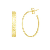 14K Yellow Gold Diamond Cut Hoop Earring