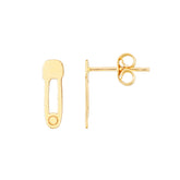 14K Gold Polished Safety Pin Stud Earring