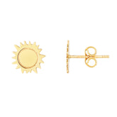 14K Gold Polished Sun Stud Earring