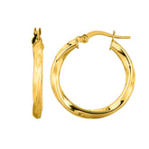 14K Gold 3x20mm Twist Hoop Earring