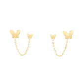 14K Double Pierced Butterfly Earrings