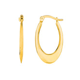 14K Gold Polished Graduated Oval Back to Back Hoop Earring