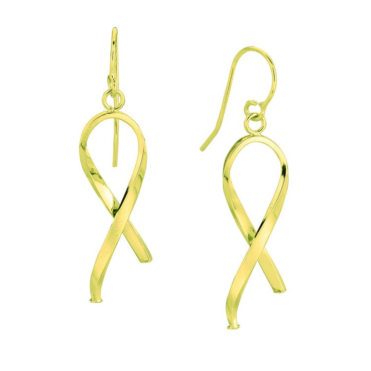 14K Gold Ribbon Freeform Earring