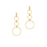 14K Gold Poloished Triple Circle Dangle Earring