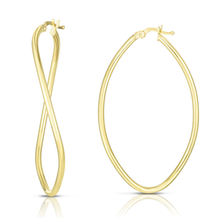 14K Gold Tear Drop Hoop Earring