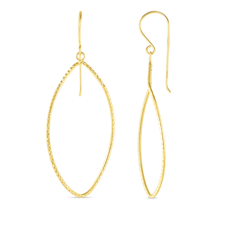 14K Gold Diamond Cut Dangle Earring