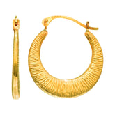 14K Gold Textured Back to Back Hoop Earring