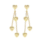 14K Gold Diamond Cut Heart Drop Earring