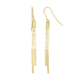 14K Gold Diamond Cut Double Bar Drop Earring