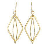 14K Gold Multi-Layered Diamond Shape Dangle Earring