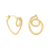 14K Gold Polished & Diamond Cut Front to Back Hoop Earring